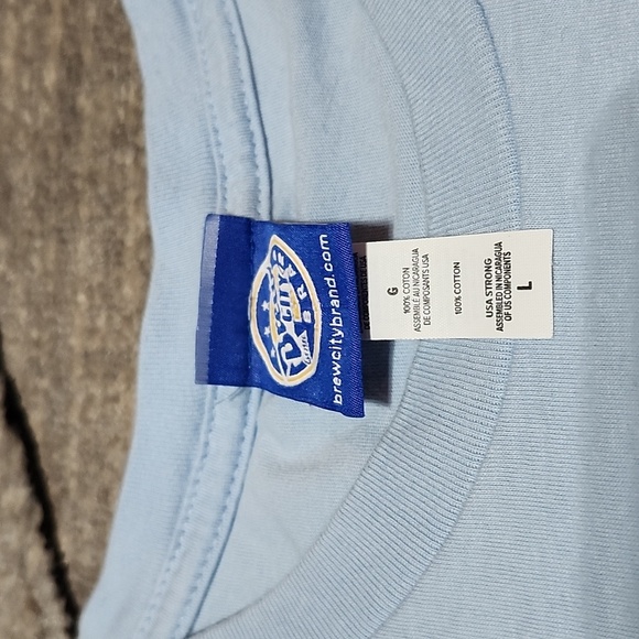 BUSCH LATTE BREW CITY BRAND ANHEUSER-BUSCH ST. LOUIS MO BLUE CREW-NECK TEE-SHIRT - Picture 3 of 9